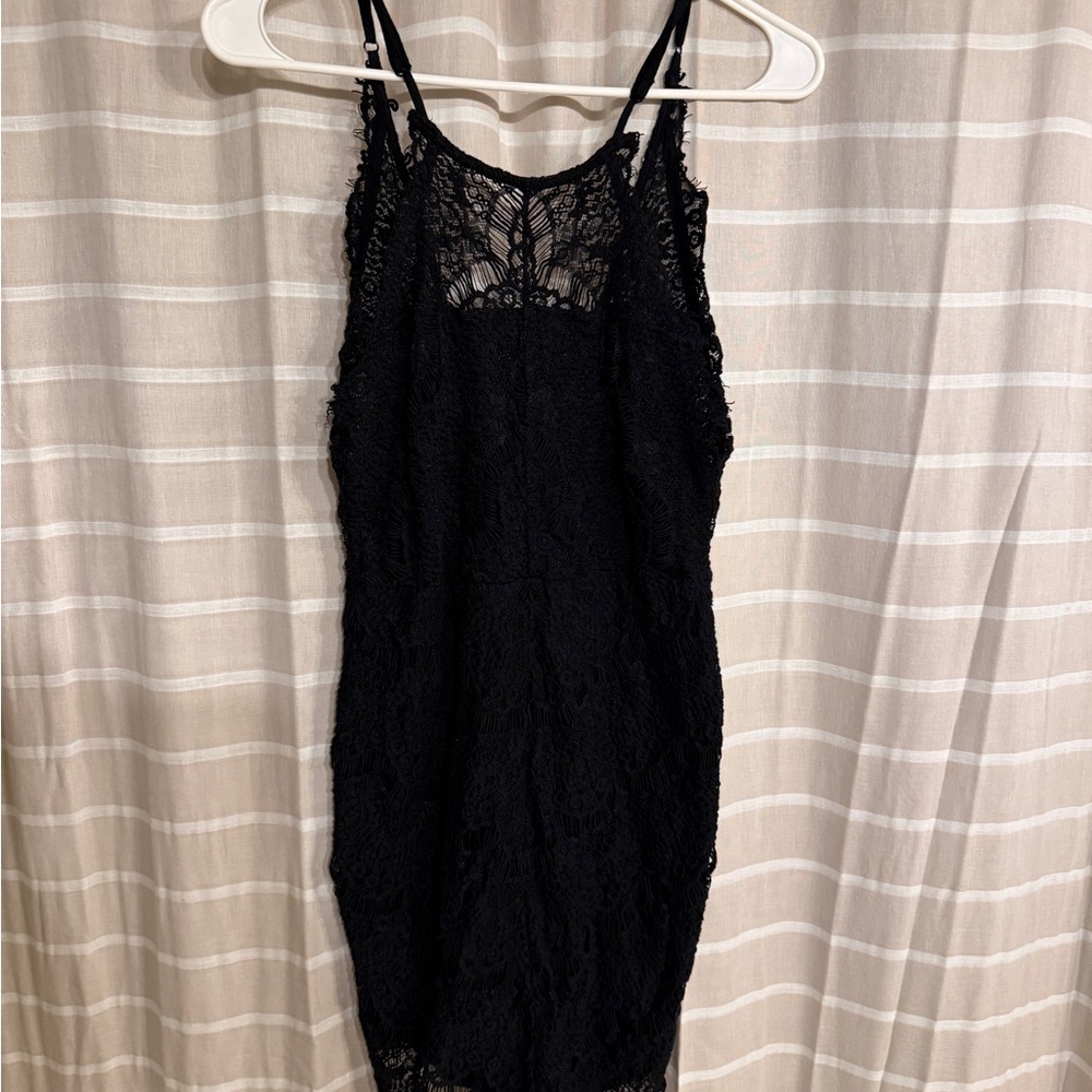 Free People Black Lace Top